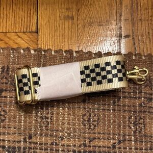 Clare V. Adjustable Beige and Black Checkered Strap with Gold Hardware